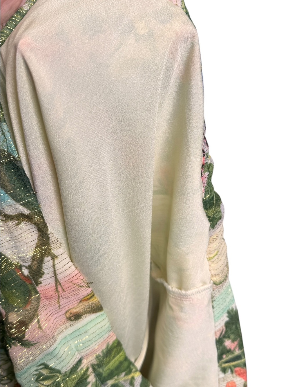 Just Bellina Wide Leg Ava Bolero Multicolored Floral Metallic Pants Small Beach - Picture 10 of 15